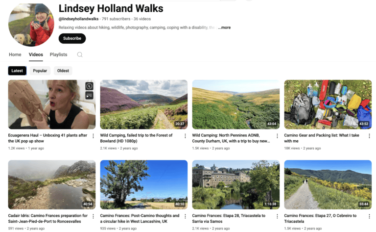 Lindsey Holland's Youtube channel: Lindsey Holland Walks